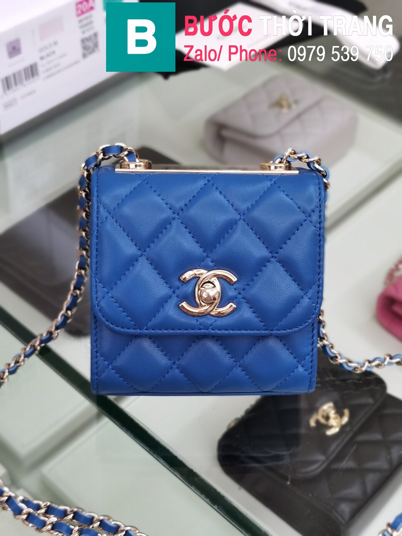 Túi xách Chanel Small Trendy CC siêu cấp da cừu màu xanh size 11 cm –  A81633Y – Túi xách cao cấp, những mẫu túi siêu cấp, like authentic cực đẹp