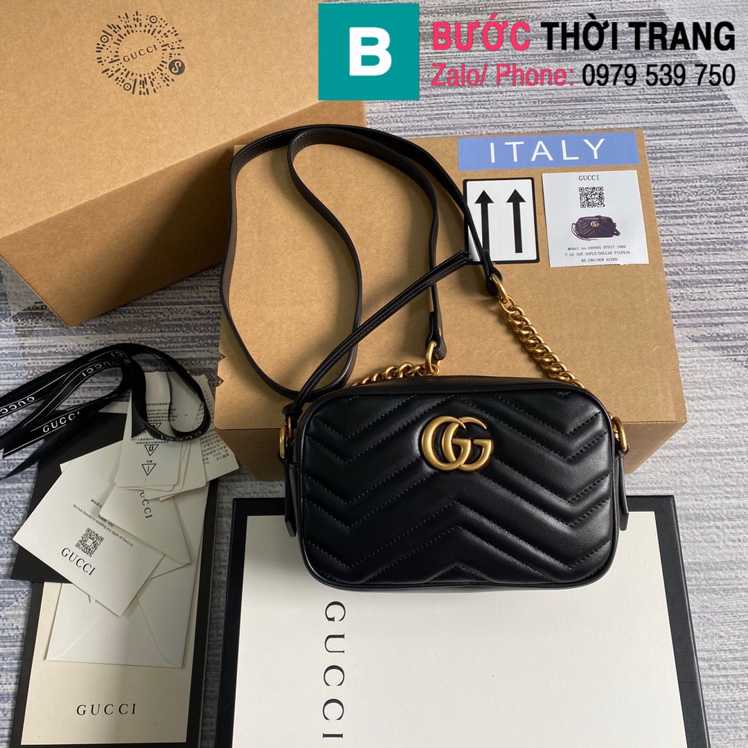Túi xách Gucci Marmont matelassé mini bag siêu cấp màu đen size 18 cm –  448065 – Túi xách cao cấp, những mẫu túi siêu cấp, like authentic cực đẹp
