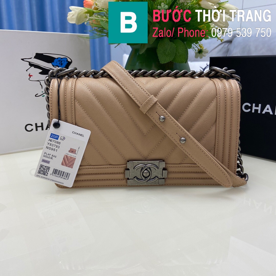 Túi Chanel Boy Small Handbag Calfskin Metal Khaki  Centimetvn