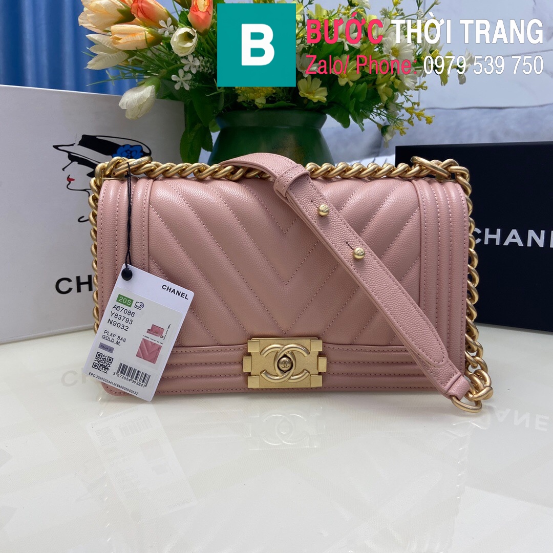 Chanel Boy Bag Pink Quilted Caviar  Nice Bag