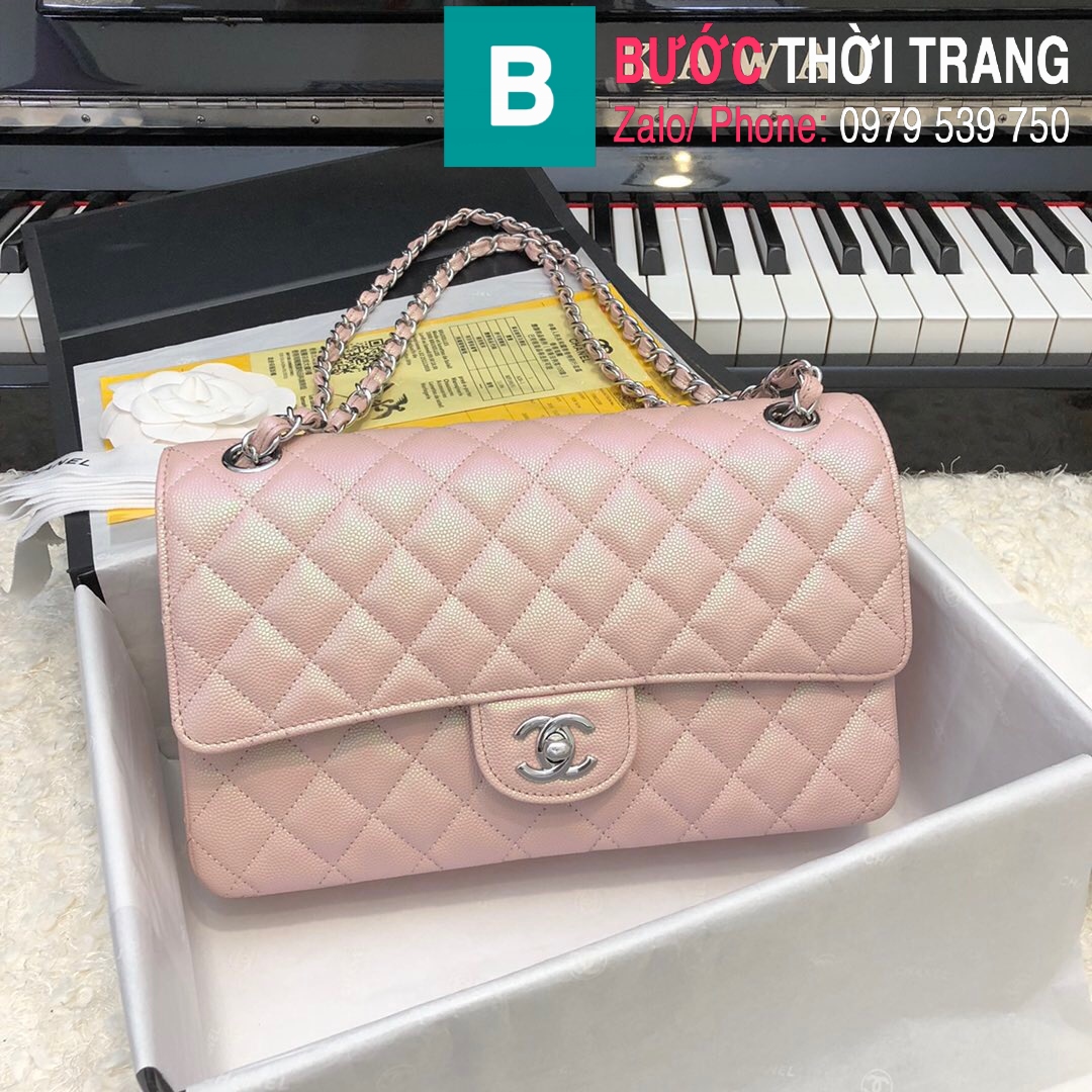 Túi xách Chanel CF 1112 Classic Flap Bag siêu cấp da cừu màu hồng