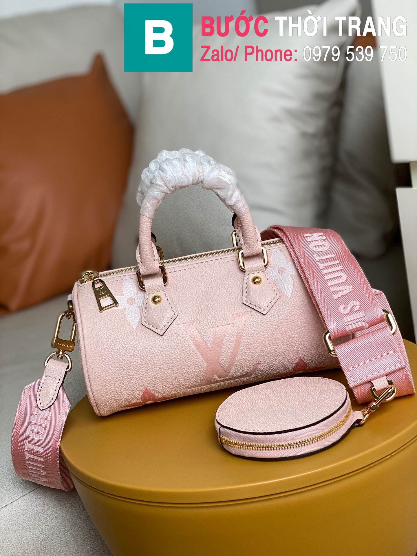 Túi xách Louis Vuitton Papillon BB siêu cấp da Monogram màu hồng