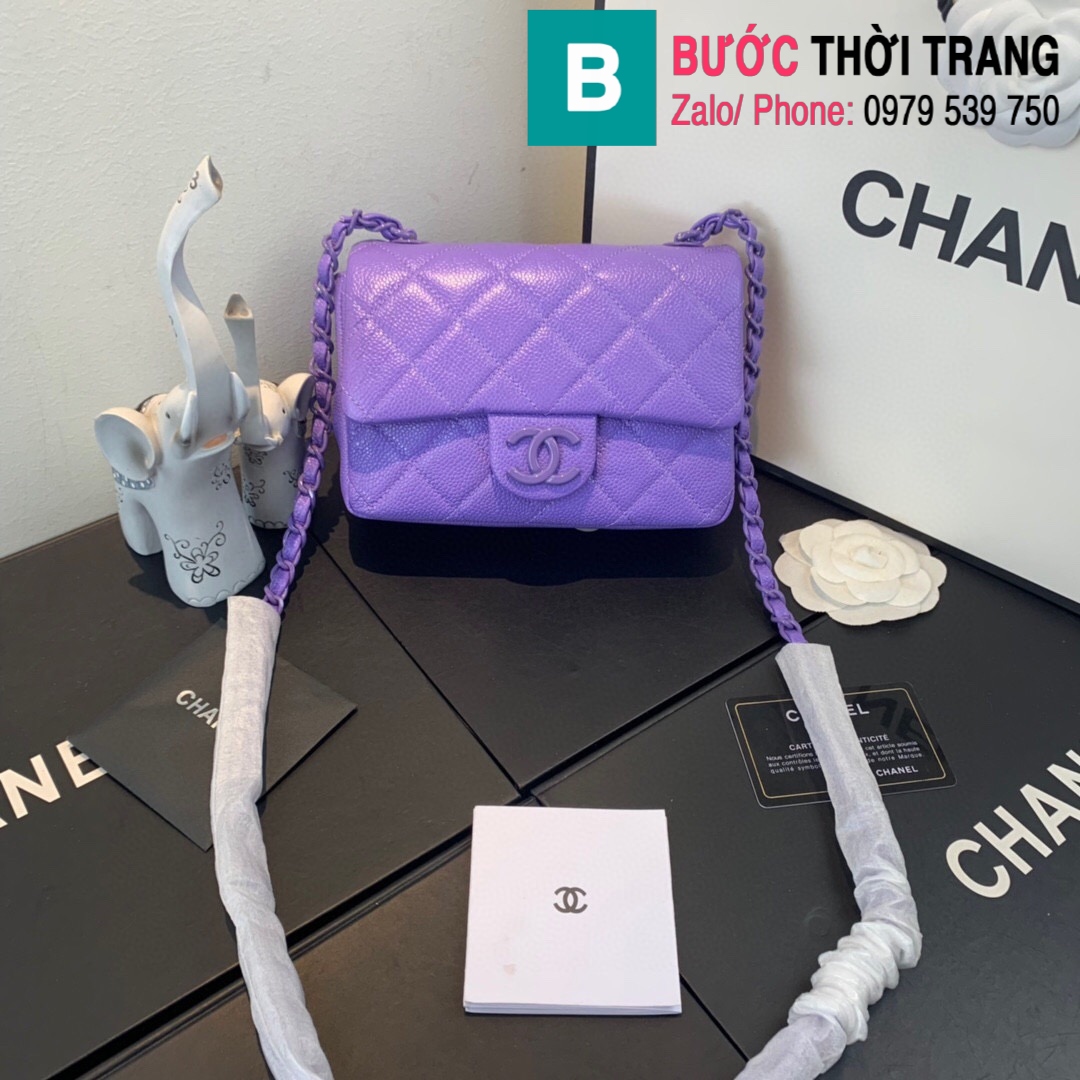 Túi xách Chanel Ulta Matte Square Mini Bag siêu cấp da bê màu tím size 19cm  – AS1784 – Túi xách cao cấp, những mẫu túi siêu cấp, like authentic cực đẹp