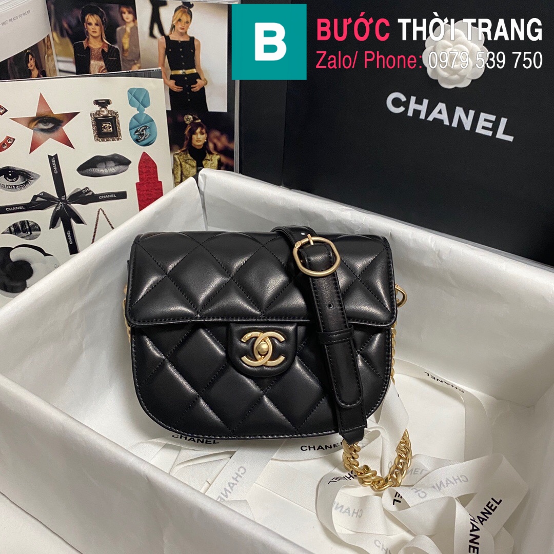 Chanel CC Adjustable Strap Flap Messenger Bag Quilted Caviar Mini Black   eBay