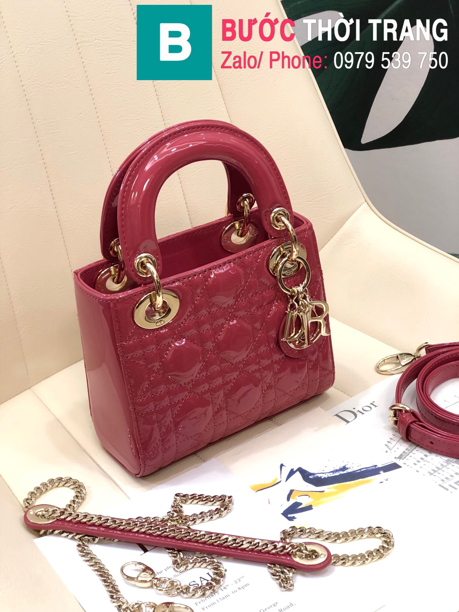 Túi Mini Lady Dior Bag màu đen bóng 17cm best quality  Ruby Luxury