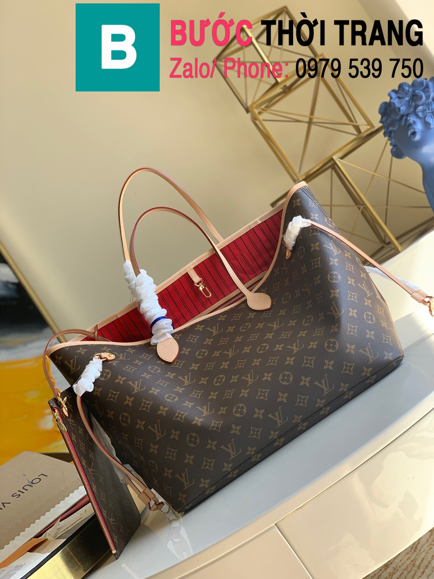 Túi xách Louis Vuitton Neverfull MM siêu cấp da Epi màu xám size 32 cm   M56947