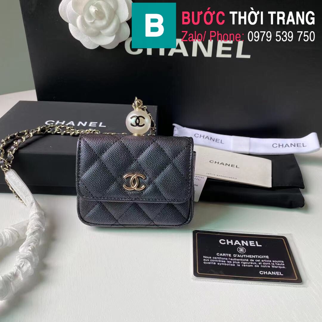Túi đeo chéo Chanel mini siêu cấp da bê màu đen size 11cm  Túi xách cao  cấp những mẫu túi siêu cấp like authentic cực đẹp