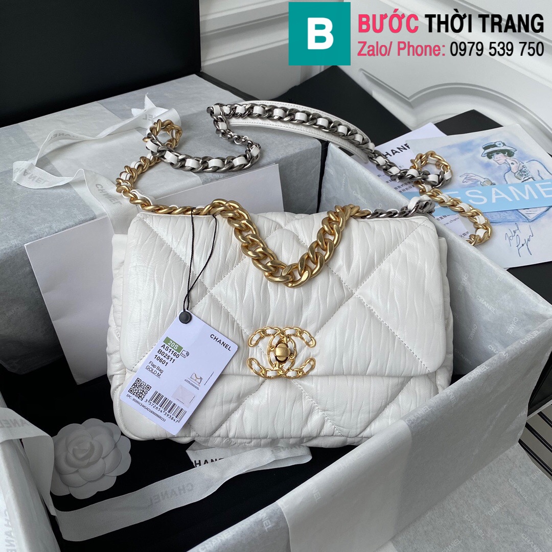 Túi Chanel 19 Medium Handbag White Cao Cấp  97Luxury