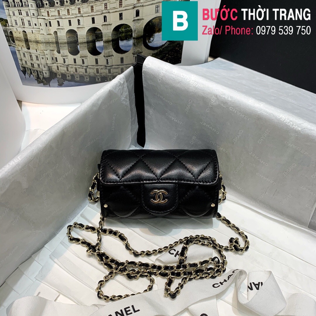 Túi đeo chéo Chanel siêu cấp da bê màu đen size 115cm  Túi xách cao cấp  những mẫu túi siêu cấp like authentic cực đẹp