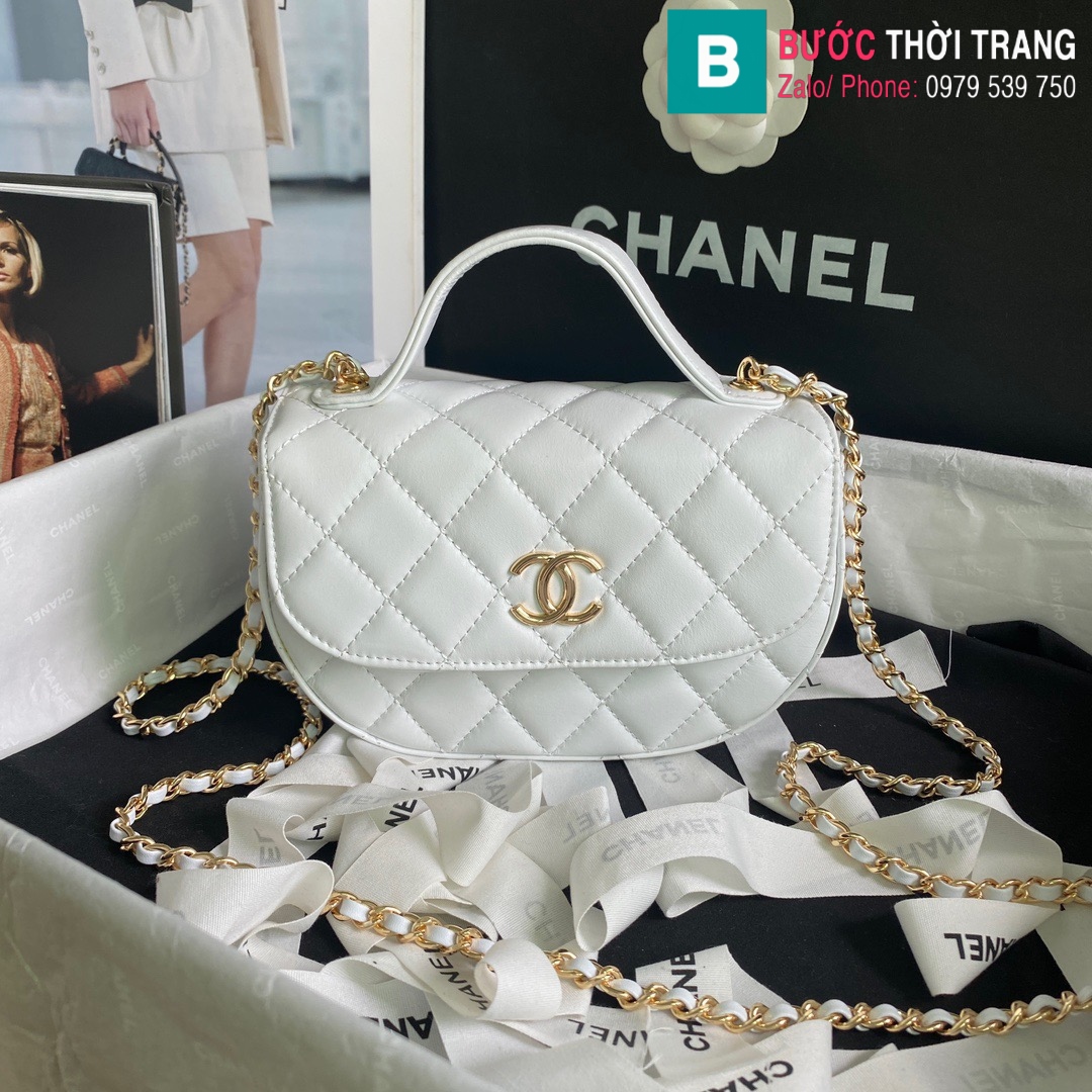 Balo Chanel Small Backpack Lambskin & Gold Màu Trắng